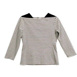 Caslon black/ivory striped ponte top back zipper, Size S